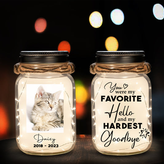 You Were My Favorite Hello And My Hardest Goodbye  - Personalized Custom Mason Jar Light - PET003_JARL