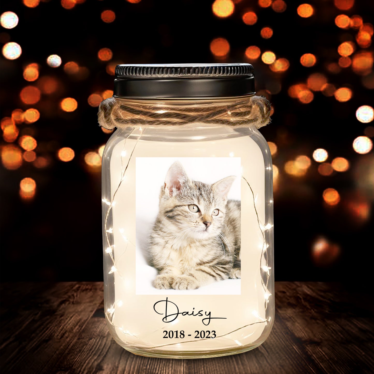 In Loving Memory - Personalized Custom Mason Jar Light - PET005_JARL