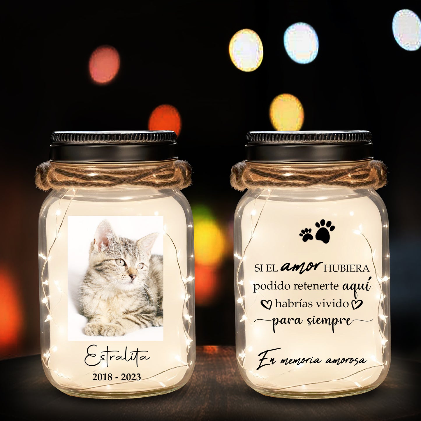 En Memoria Amorosa - Luz personalizada para tarro de masón - PET006_JARL