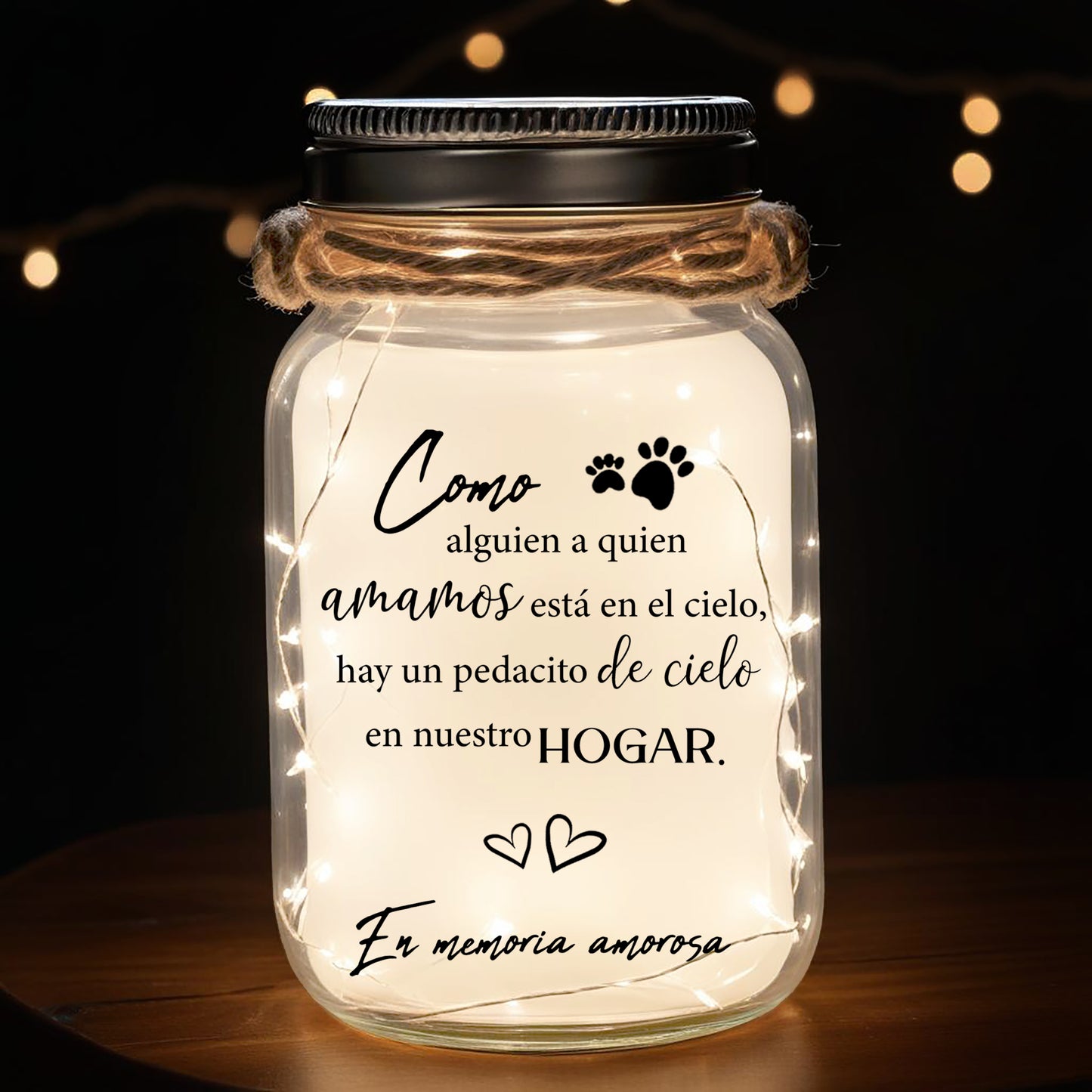 Amor En El Cielo - Luz personalizada de tarro de masón - PET008_JARL