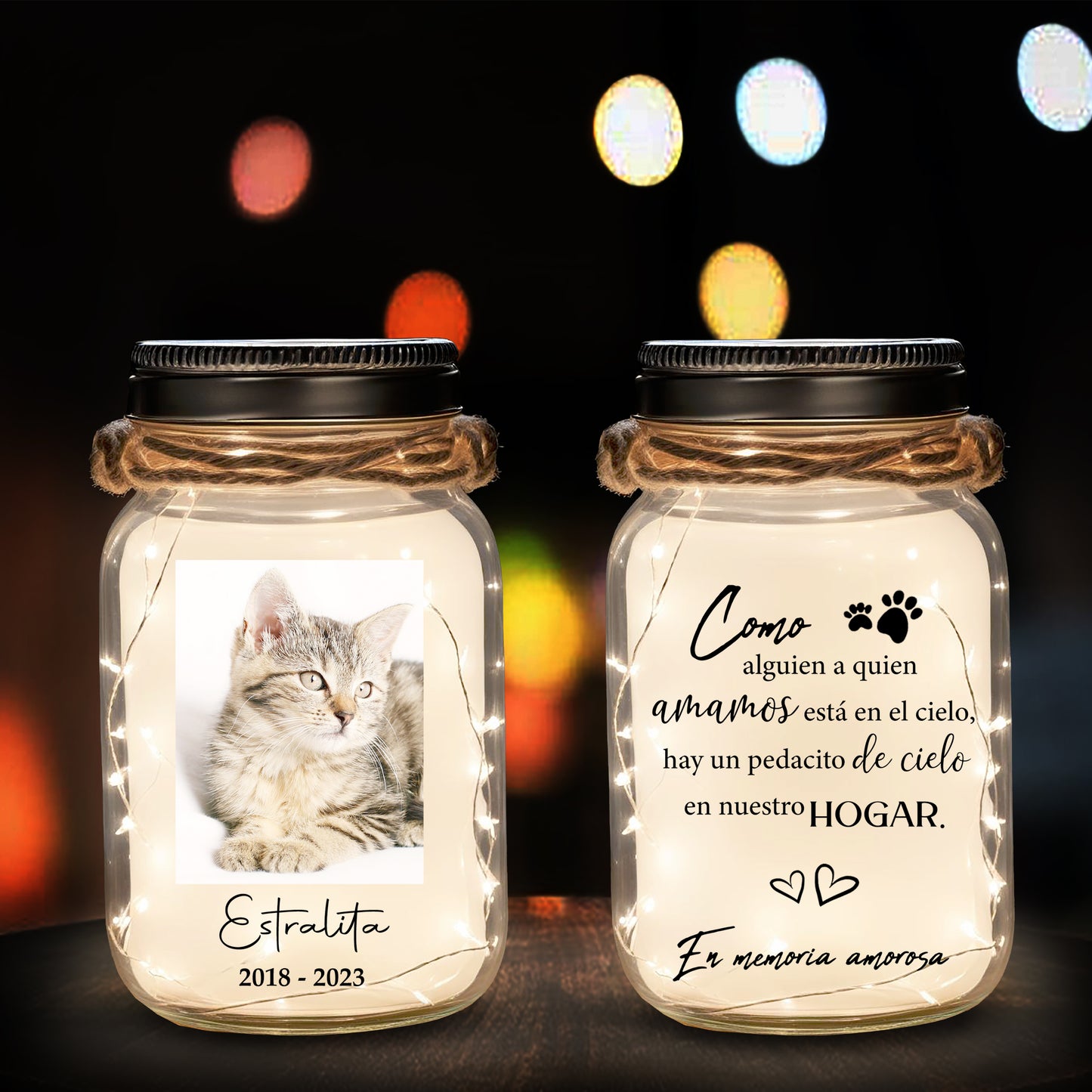 Amor En El Cielo  - Personalized Custom Mason Jar Light - PET008_JARL