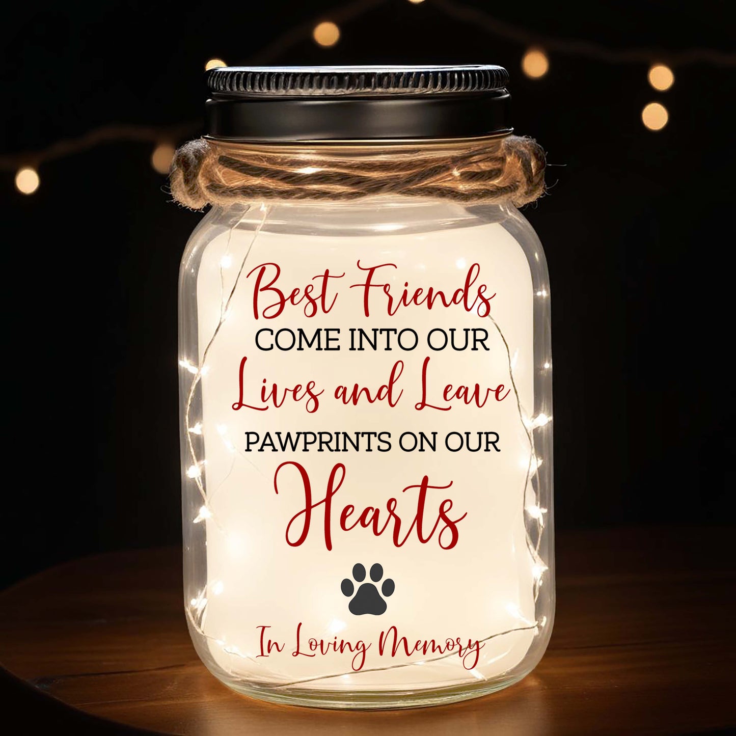 Pawprints On Our Hearts - Personalized Custom Mason Jar Light - PET011_JARL