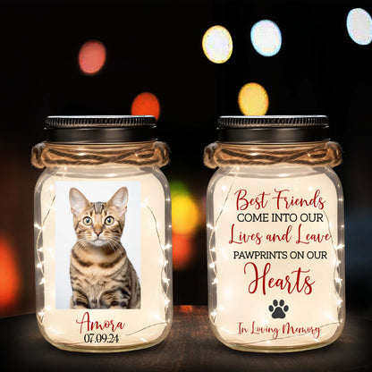 Pawprints On Our Hearts - Personalized Custom Mason Jar Light - PET011_JARL