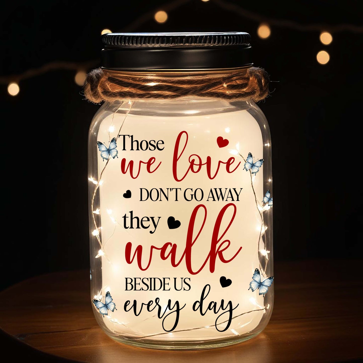 Always On My Mind Forever In My Heart - Personalized Custom Mason Jar Light - PET014_JARL