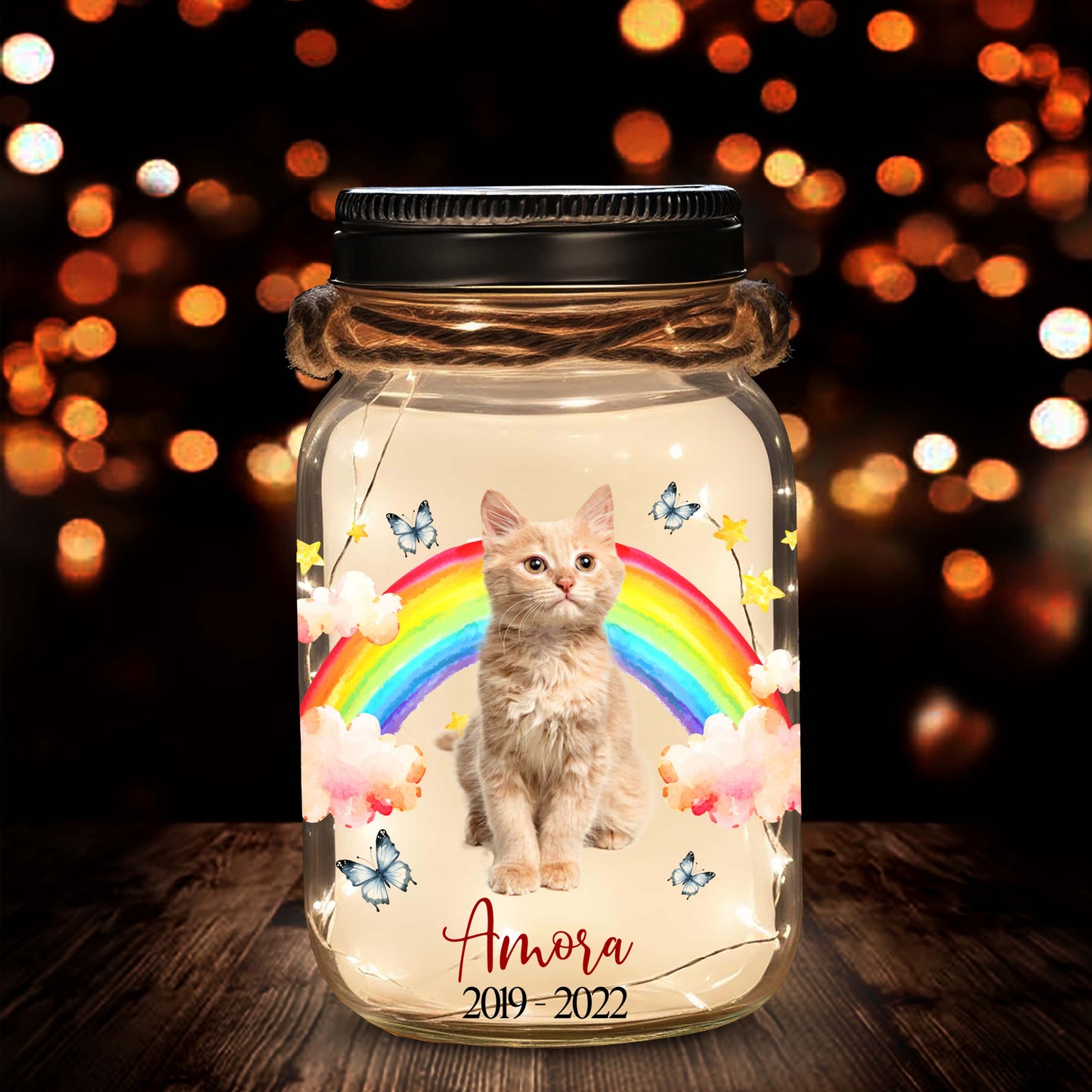 Always On My Mind Forever In My Heart - Personalized Custom Mason Jar Light - PET014_JARL