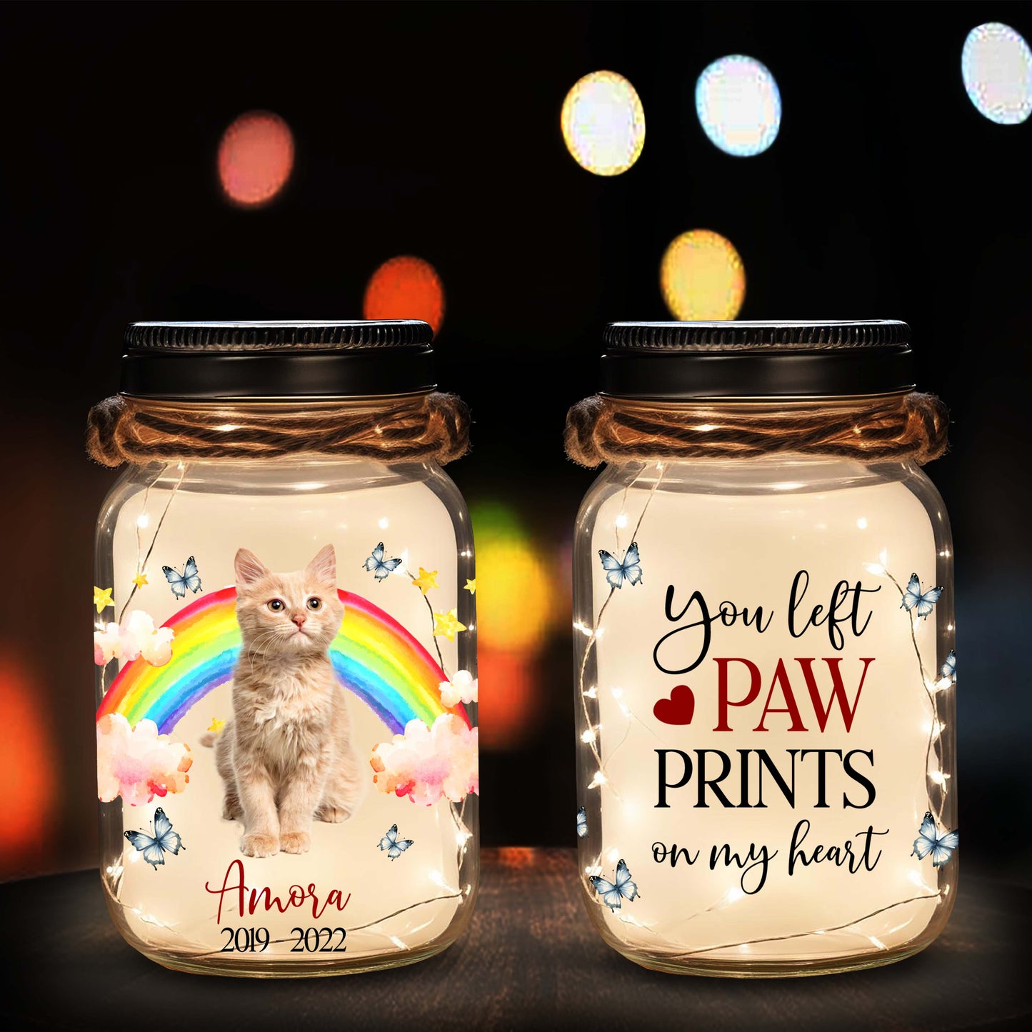 Always On My Mind Forever In My Heart - Personalized Custom Mason Jar Light - PET014_JARL