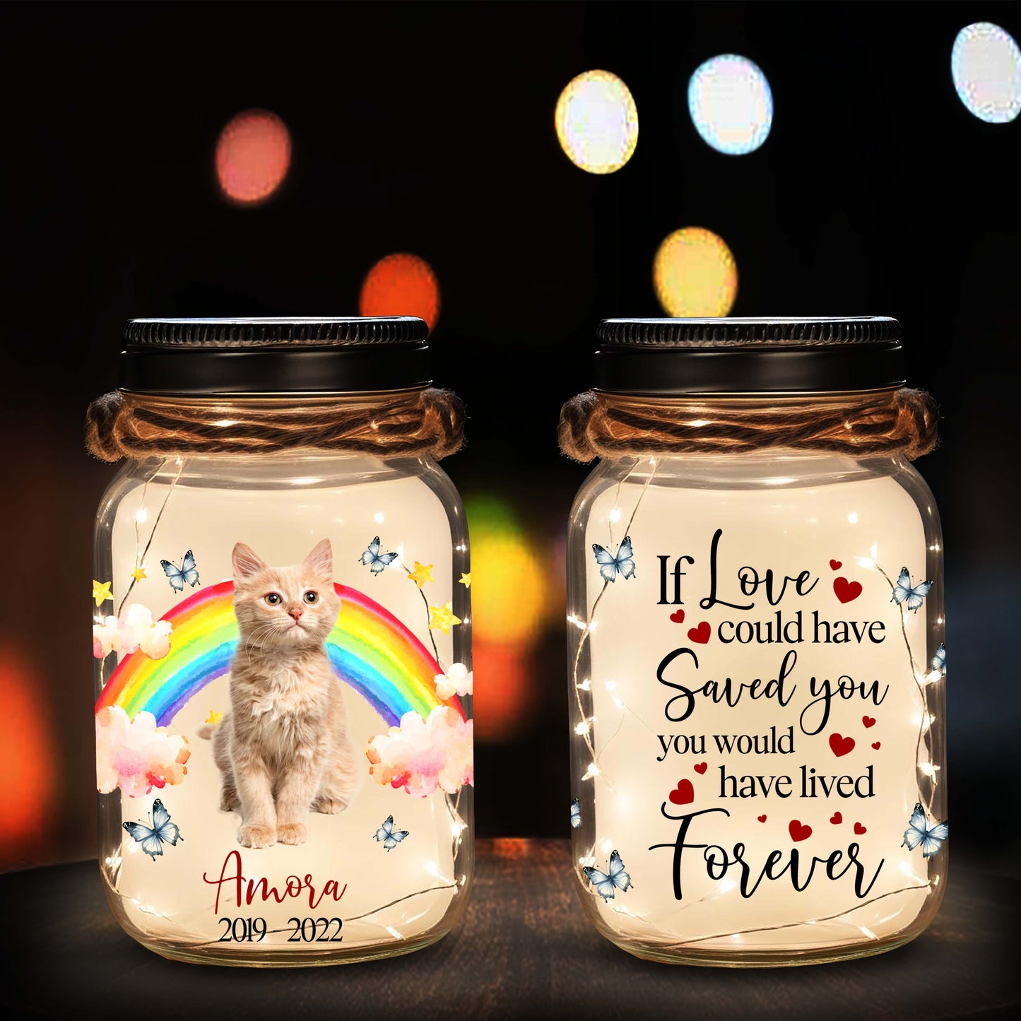 Always On My Mind Forever In My Heart - Personalized Custom Mason Jar Light - PET014_JARL