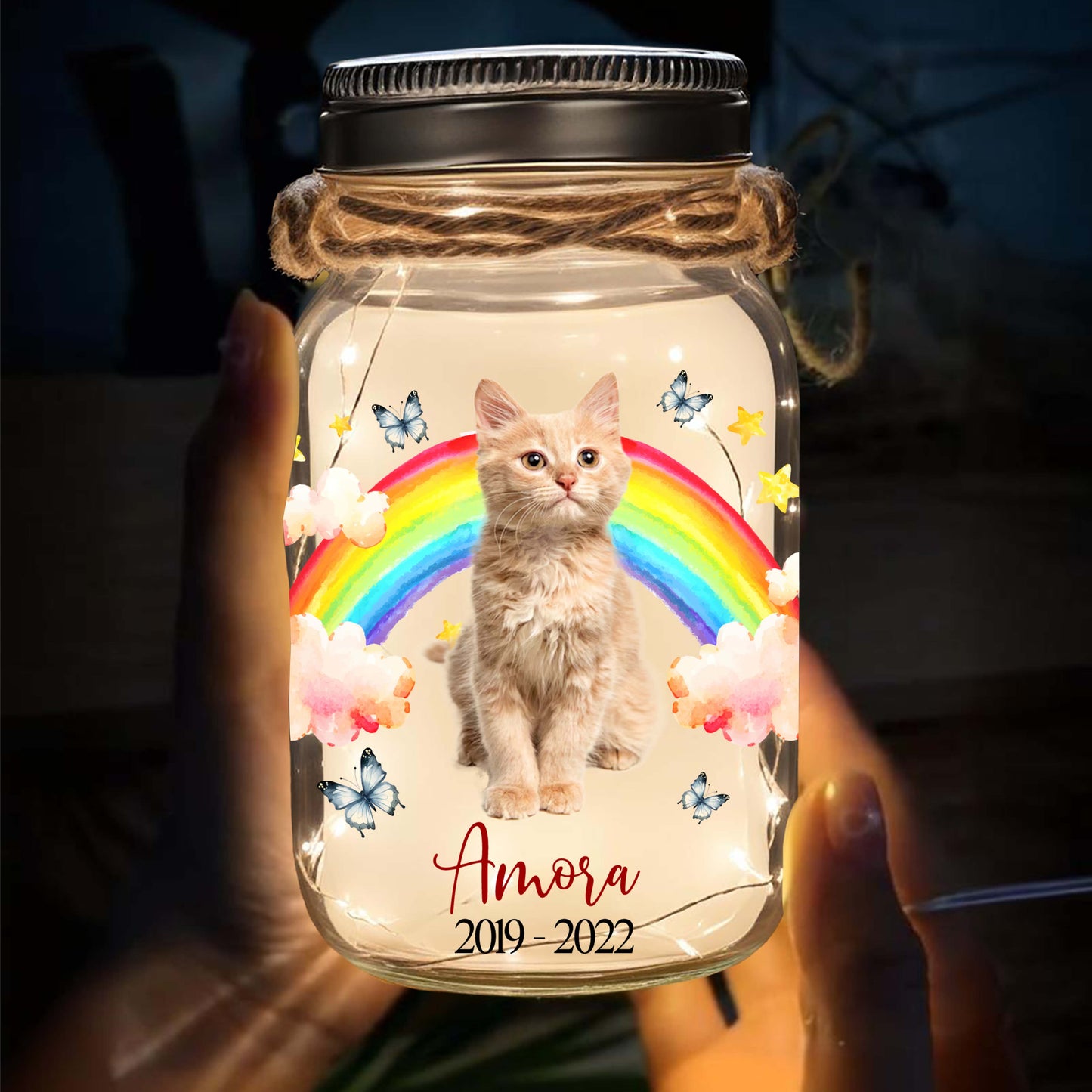 Always On My Mind Forever In My Heart - Personalized Custom Mason Jar Light - PET014_JARL