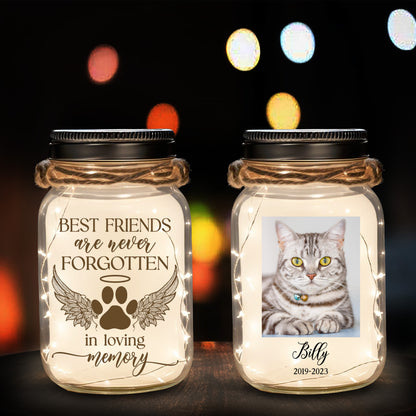 Los mejores amigos nunca se olvidan - Lámpara de tarro de cristal personalizada - PET015_JARL