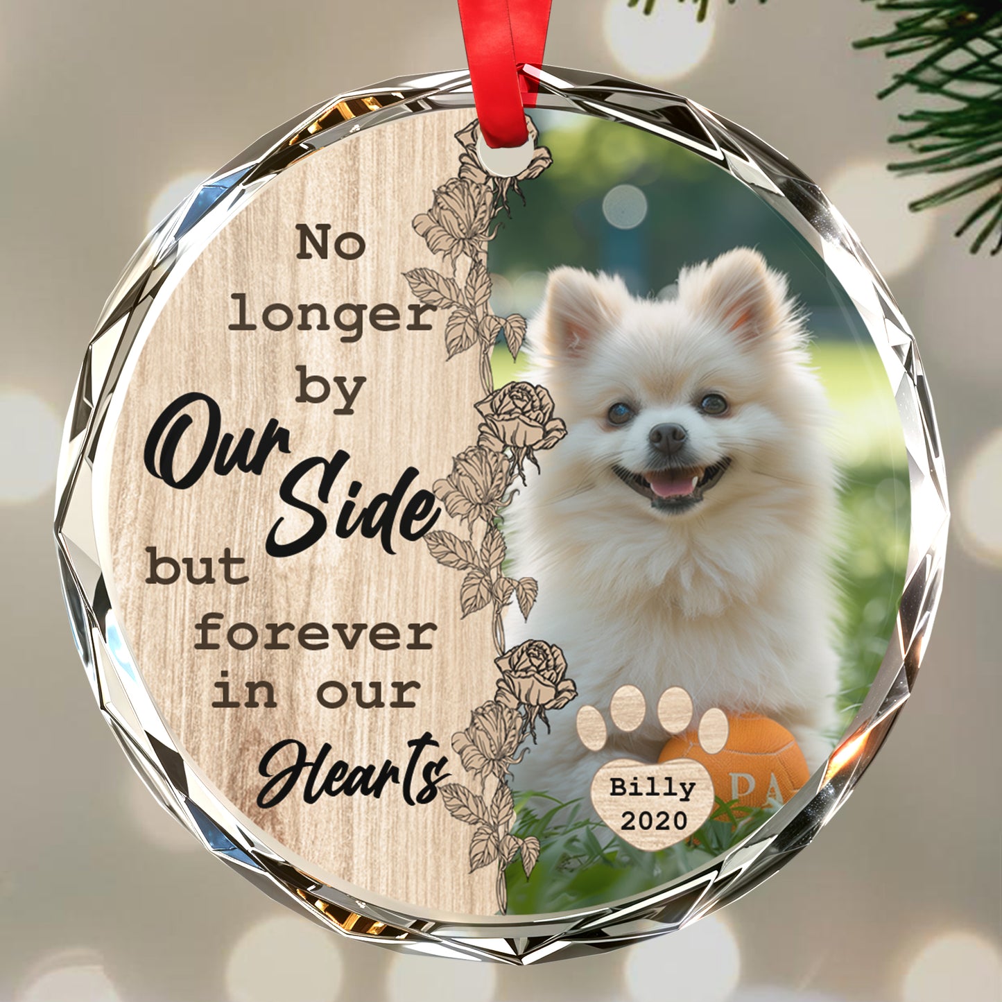 Forever in Our Hearts Memorial Circle Glass Ornament