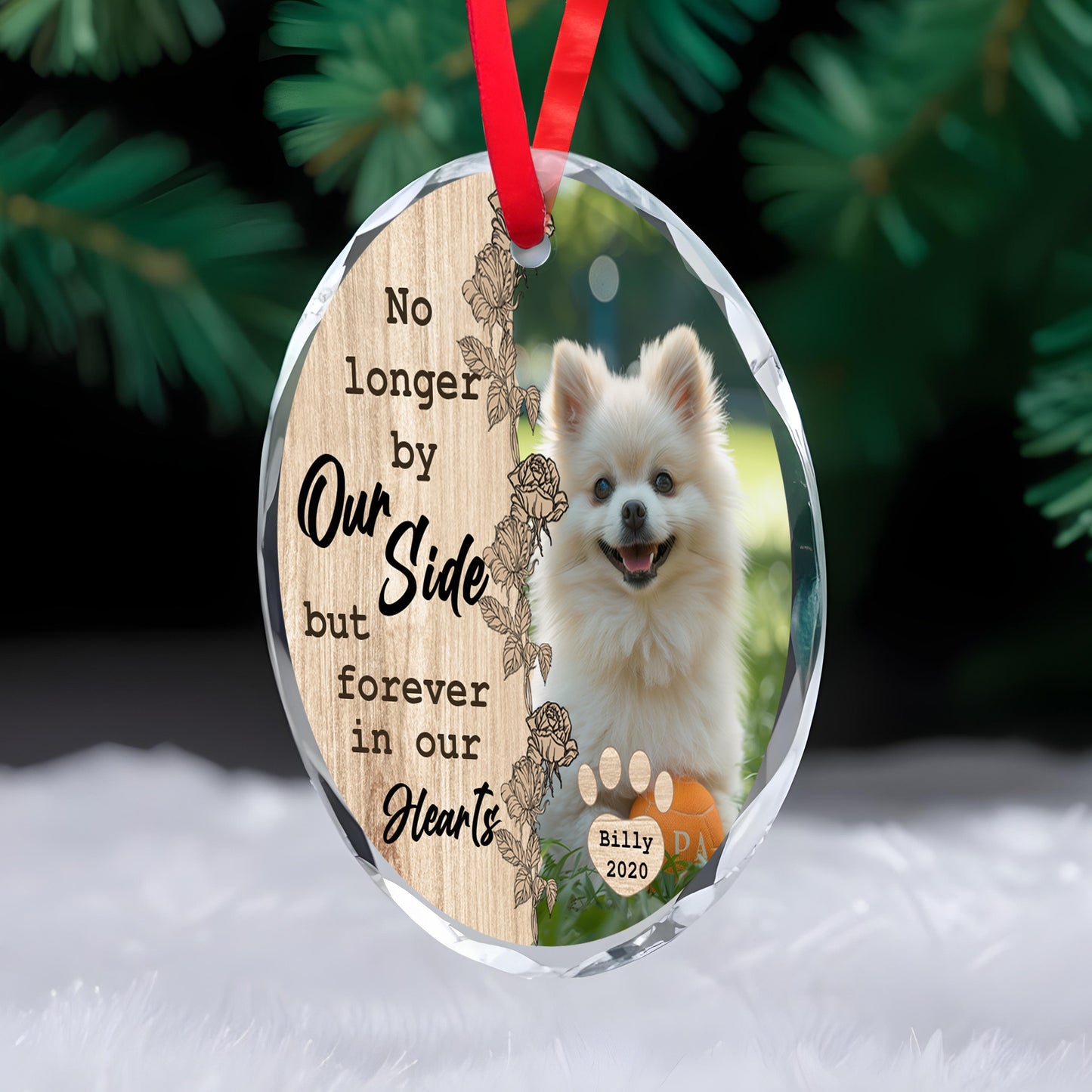 Forever in Our Hearts Memorial Circle Glass Ornament