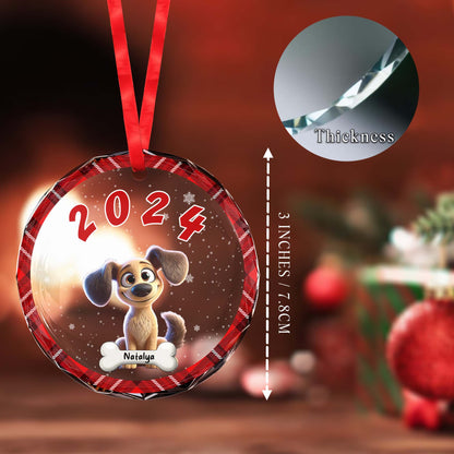 Cute Pet Ornament - Personalized Custom Circle Glass Ornament - PET023_CGOR