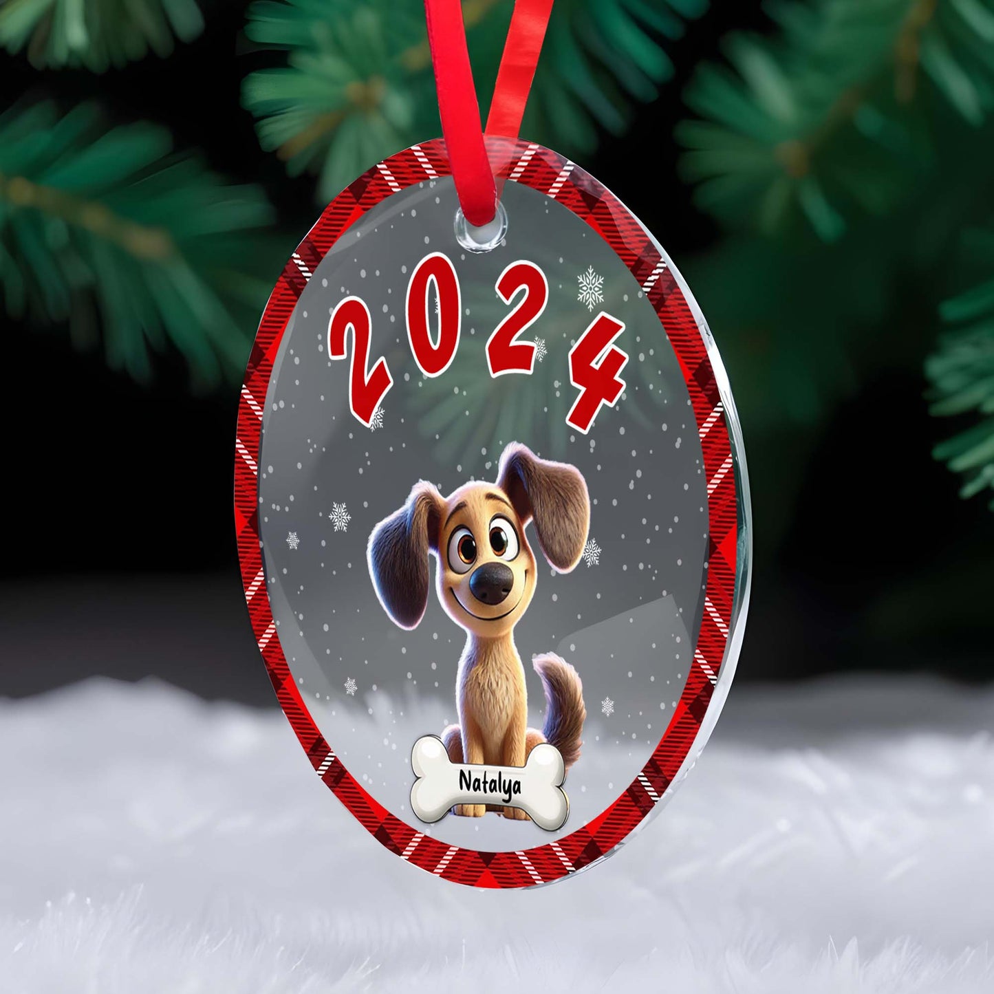 Cute Pet Ornament - Personalized Custom Circle Glass Ornament - PET023_CGOR