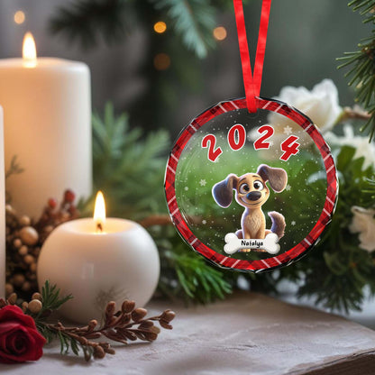 Cute Pet Ornament - Personalized Custom Circle Glass Ornament - PET023_CGOR