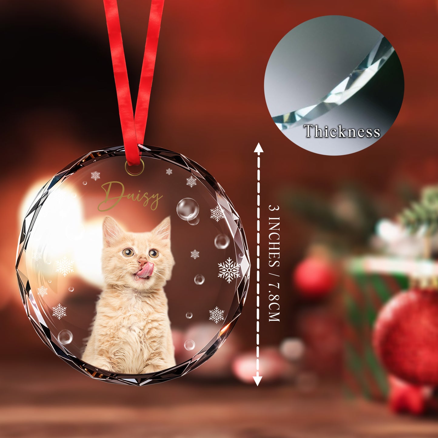 Cherish Every Moment Glass Ornament - Personalized Custom Circle Glass Ornament - PET025_CGOR