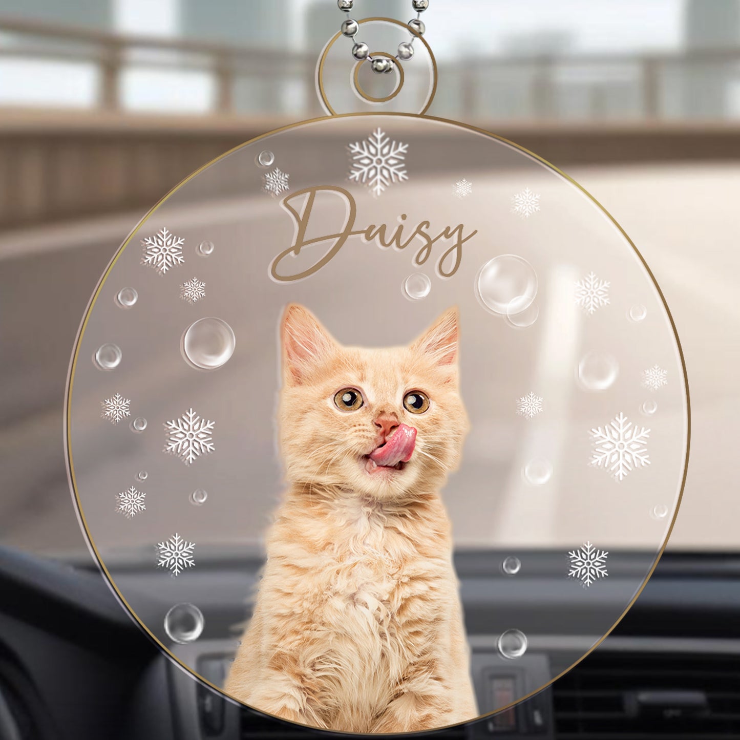 Cherish Every Moment With Cute Cat Design - Personalized Custom Acrylic Ornament, Car Ornament - PET025_HGO