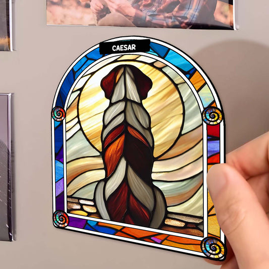 Stained Glass Dog Sunset View Magnet