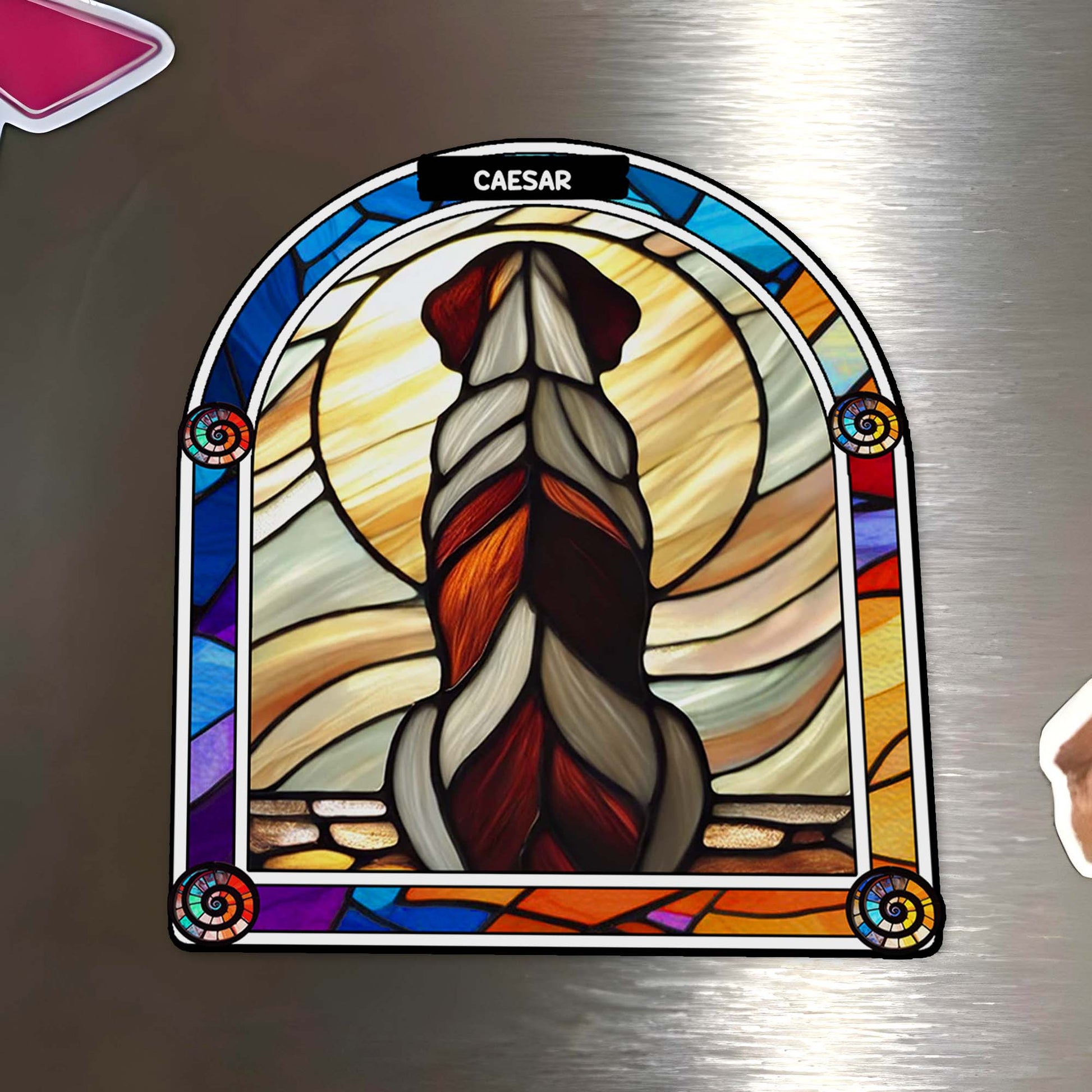 Stained Glass Dog Sunset View Magnet