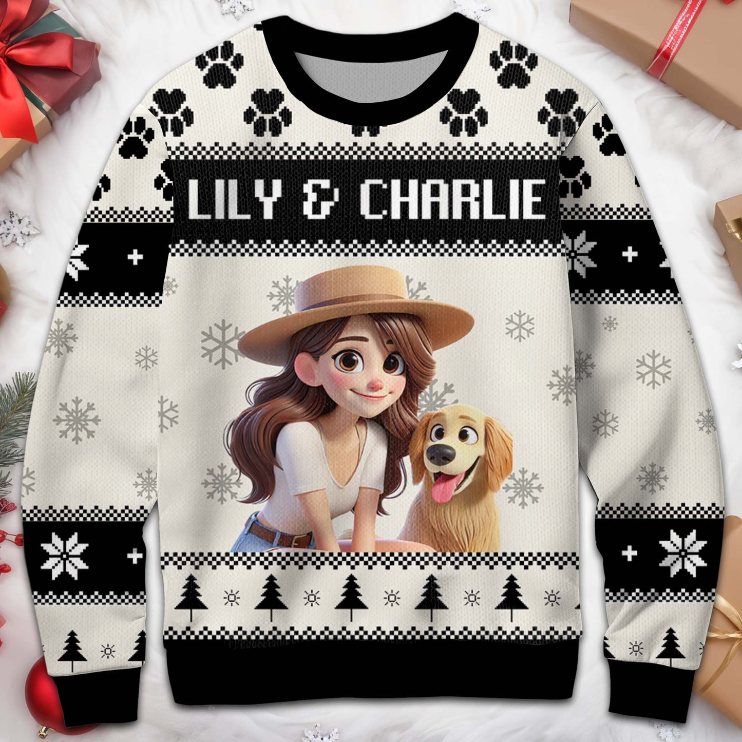 Celebrate The Joyful Bond Between You And Your Furry Friend - Personalized Custom Ugly Sweatshirt, Unisex Wool Jumper  - PET028_TWS