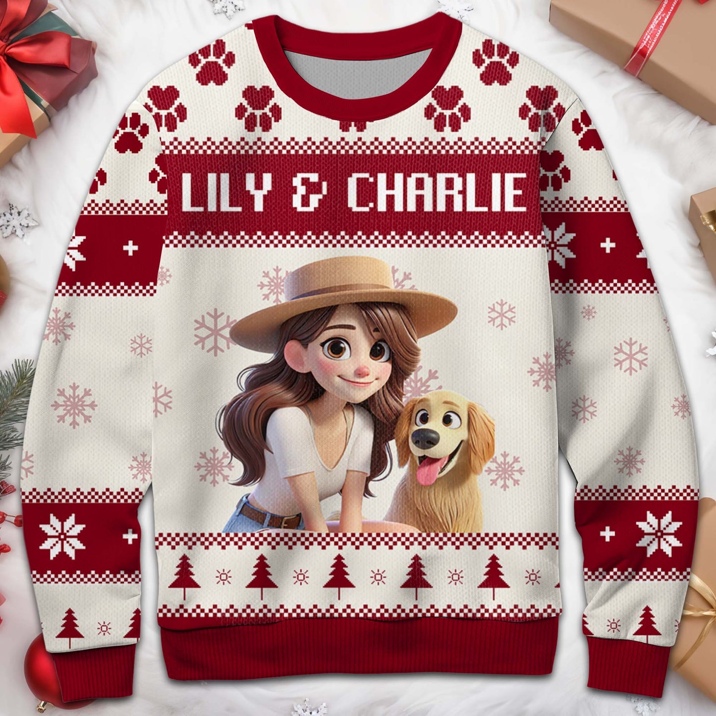 Celebrate The Joyful Bond Between You And Your Furry Friend - Personalized Custom Ugly Sweatshirt, Unisex Wool Jumper  - PET028_TWS