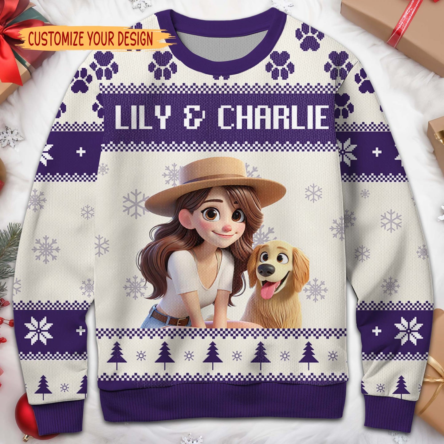 Celebrate The Joyful Bond Between You And Your Furry Friend - Personalized Custom Ugly Sweatshirt, Unisex Wool Jumper  - PET028_TWS