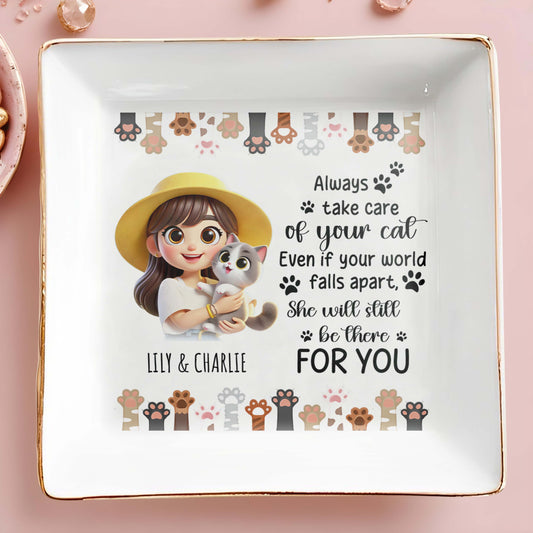 Always Take Care Of Your Cat Custom Jewelry Dish