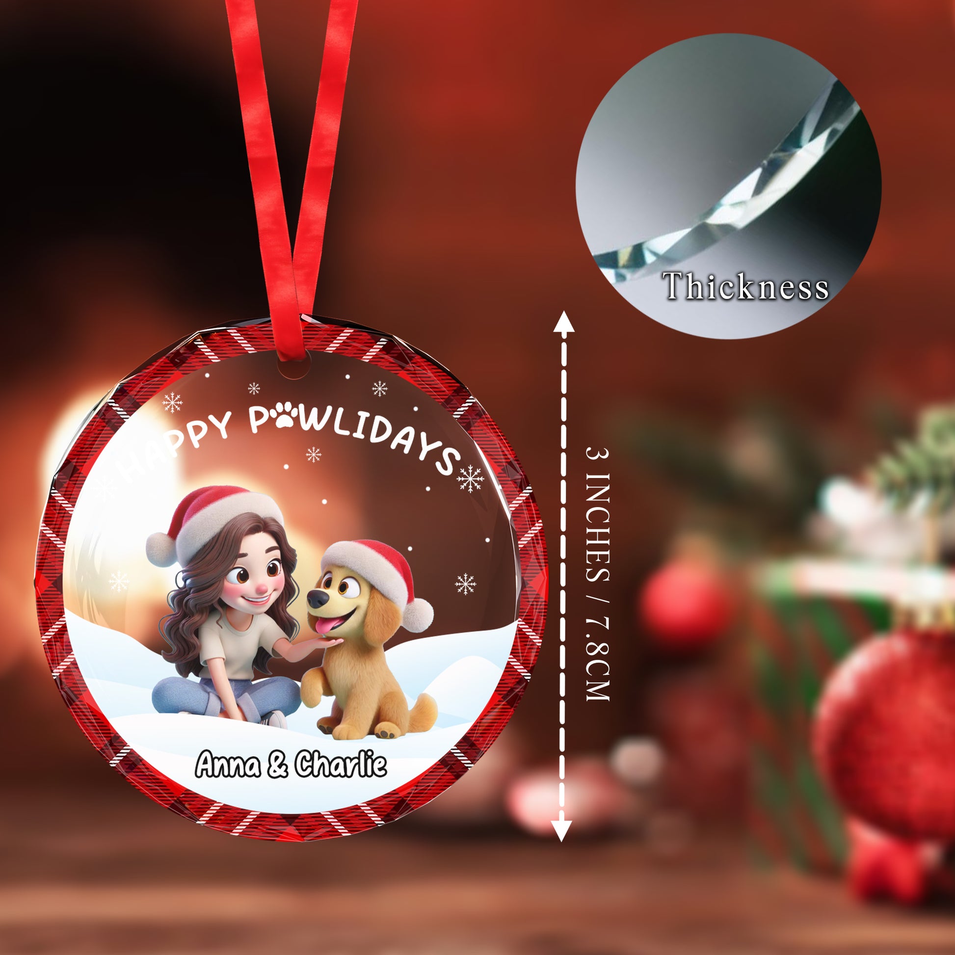 Happy Pawlidays Glass Ornament