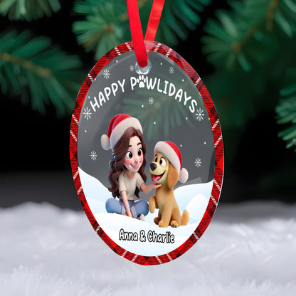 Happy Pawlidays Glass Ornament