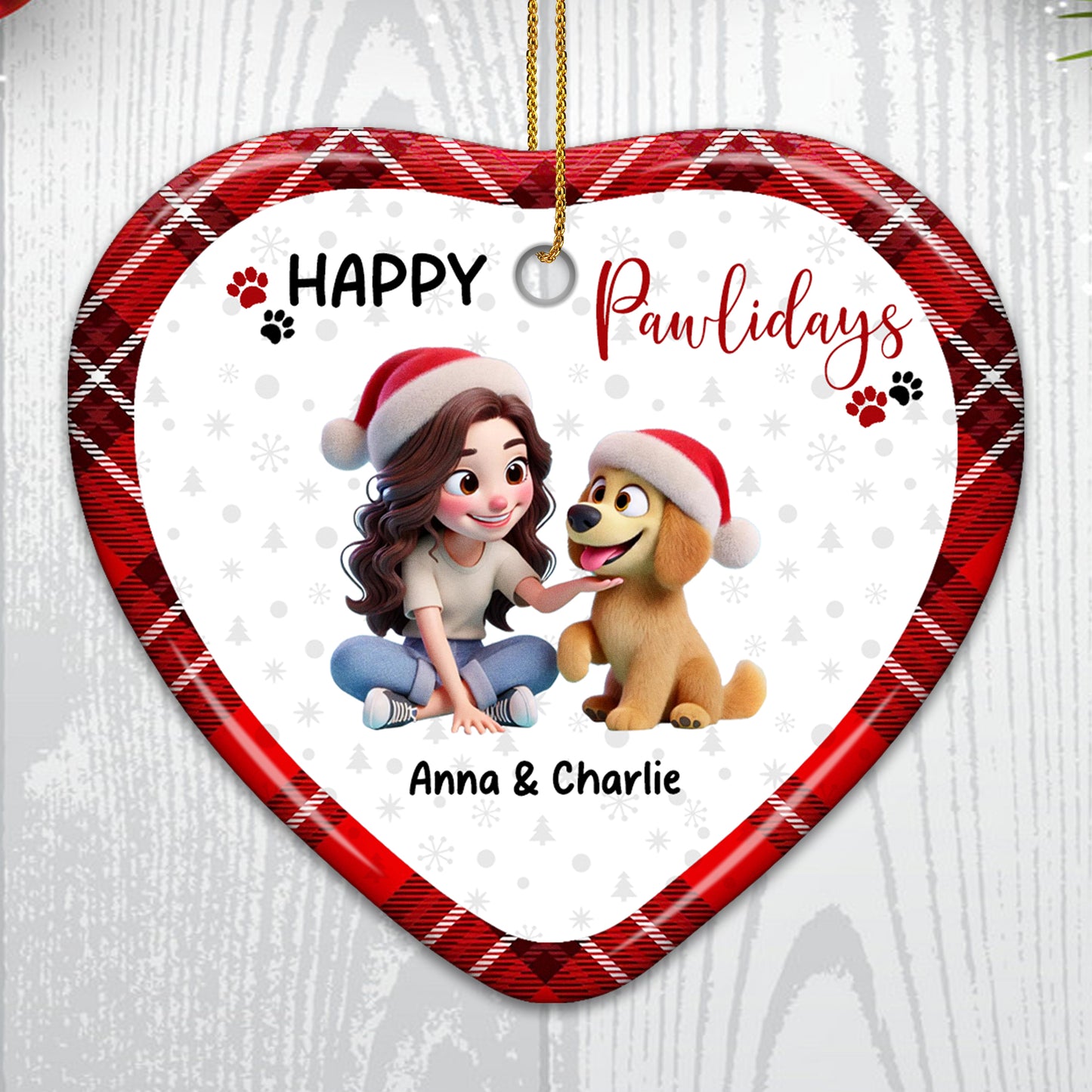 Happy Pawlidays Heart Ornament