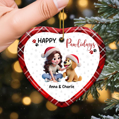 Happy Pawlidays Heart Ornament