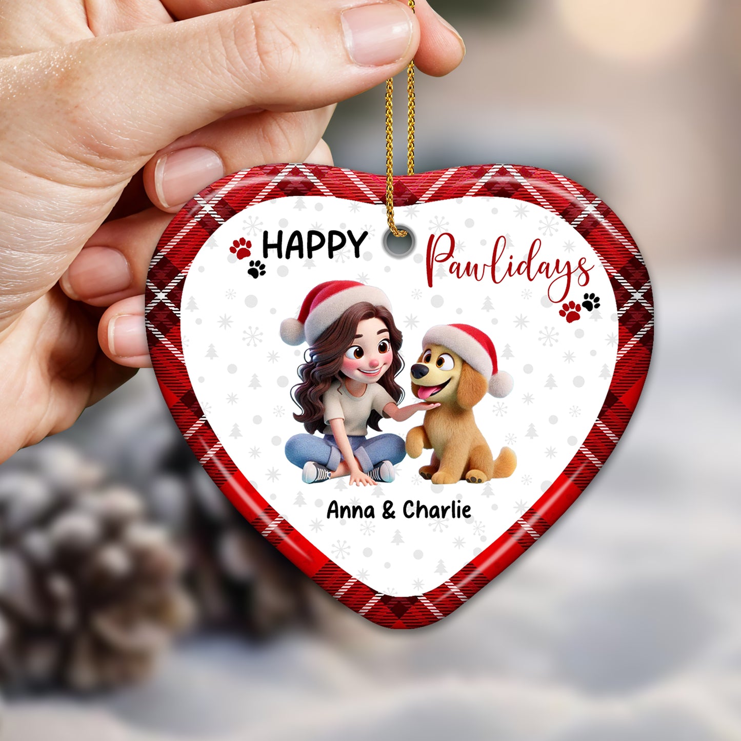 Happy Pawlidays Heart Ornament