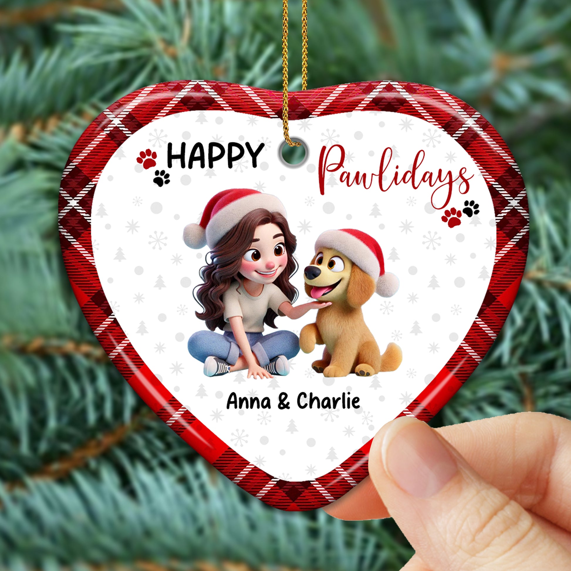 Happy Pawlidays Heart Ornament