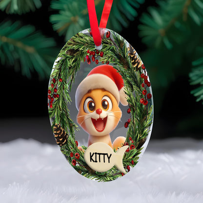 Celebrate Furry Friends Festive Season Ornament - Personalized Custom Circle Glass Ornament - PET036_CGOR