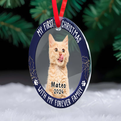 My First Christmas With My Forever Family Circle Ornament