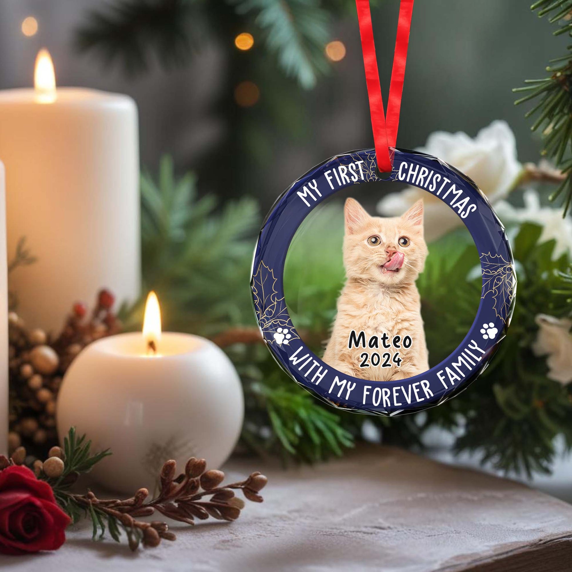 My First Christmas With My Forever Family Circle Ornament