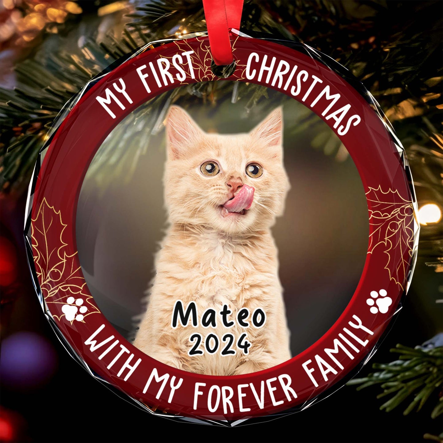 My First Christmas With My Forever Family Circle Ornament