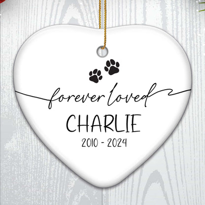 Forever Loved With Paw Prints Heart Ornament