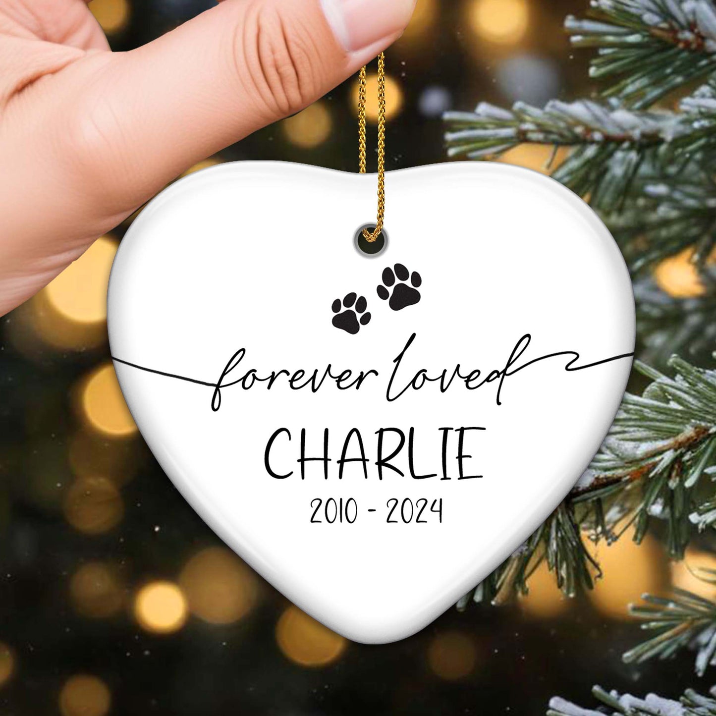 Forever Loved With Paw Prints Heart Ornament