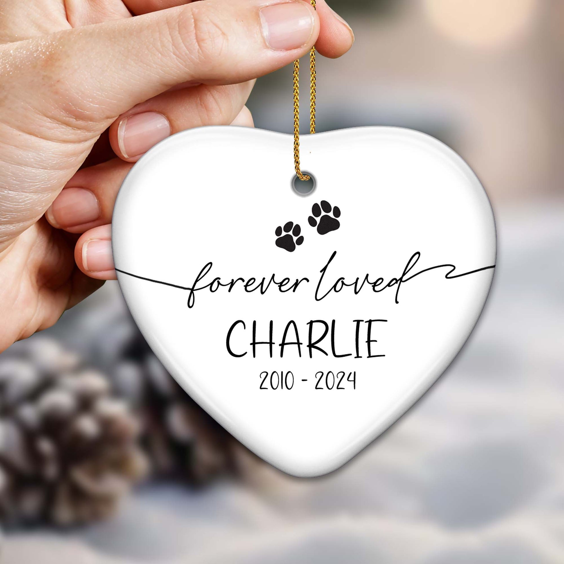 Forever Loved With Paw Prints Heart Ornament