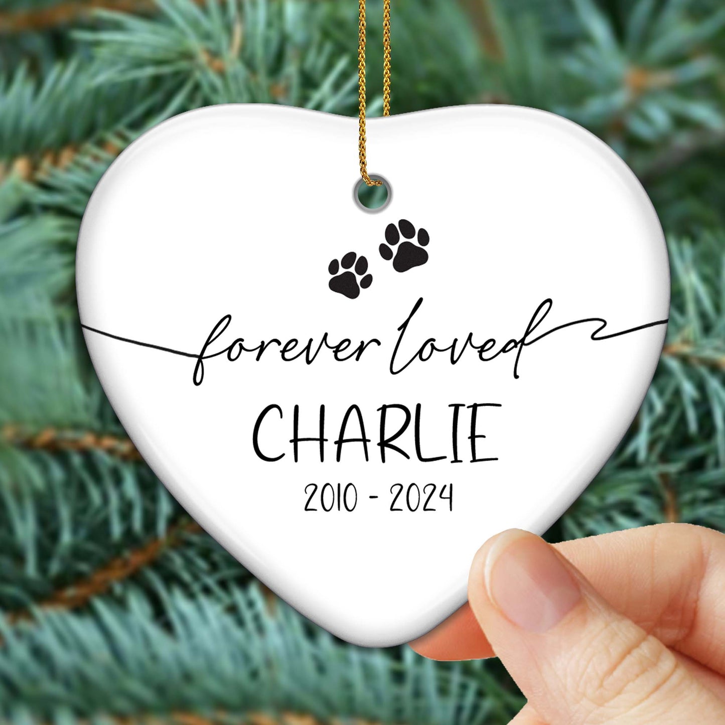 Forever Loved With Paw Prints Heart Ornament