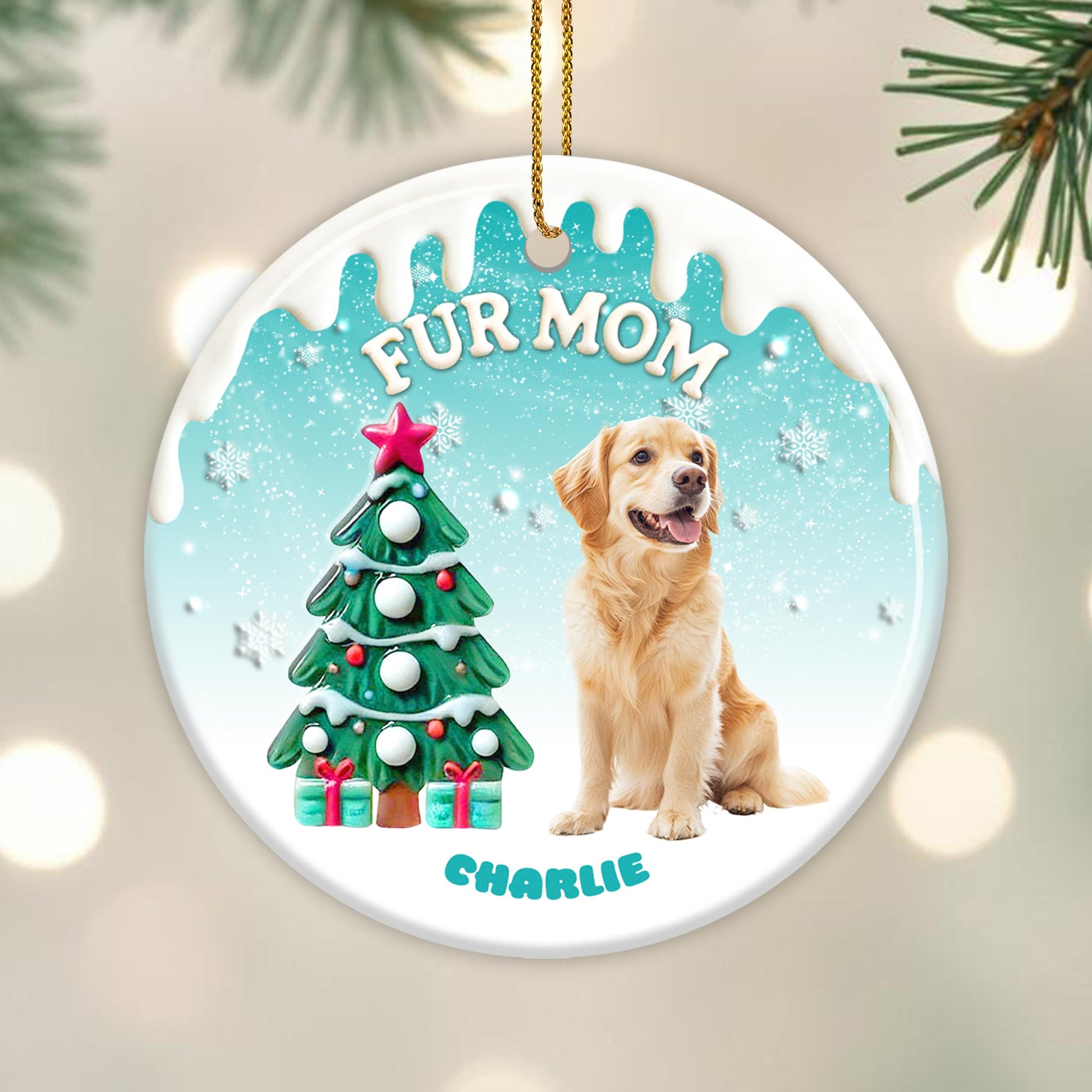 Fur Mom Love With Dog And Christmas Tree