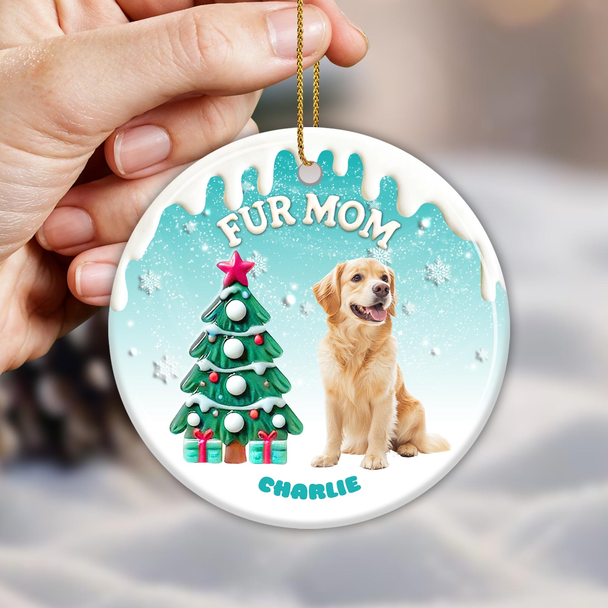 Fur Mom Love With Dog And Christmas Tree