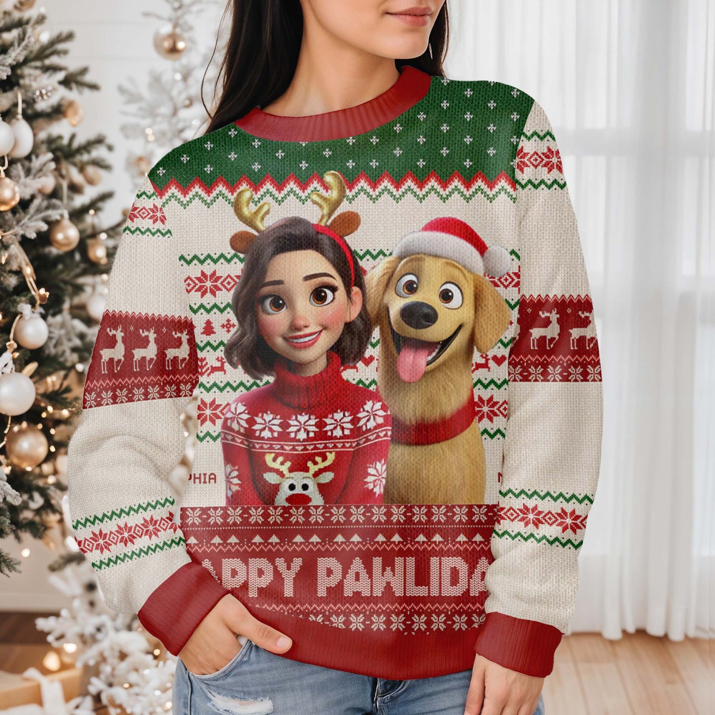 Happy Pawlidays Festive Reindeer Sweater