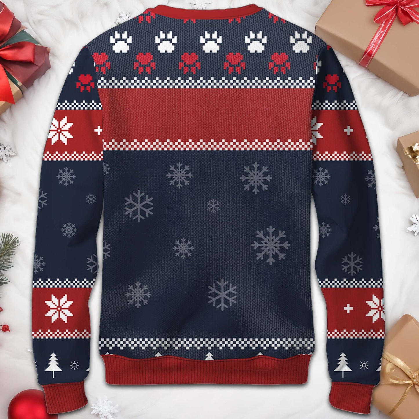 Feliz Navidog Ugly Christmas Sweater Featuring Cute Dog - Personalized Custom Ugly Sweatshirt, Unisex Wool Jumper  - PET055_TWS