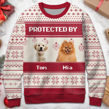 Protected By My Loyal Dogs Holiday Sweater