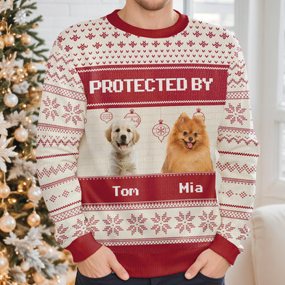 Protected By My Loyal Dogs Holiday Sweater