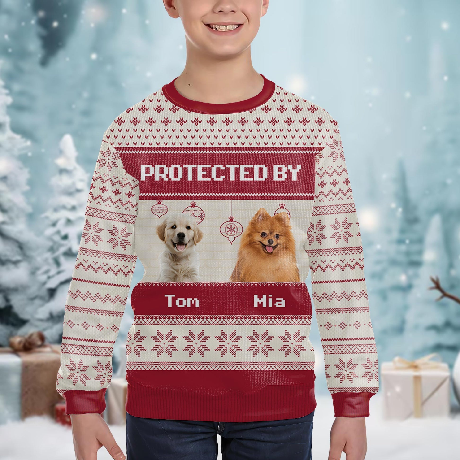 Protected By My Loyal Dogs Holiday Sweater