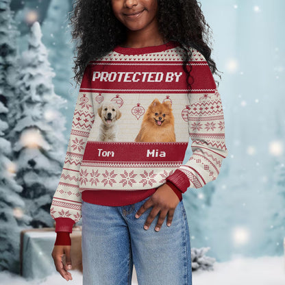 Protected By My Loyal Dogs Holiday Sweater