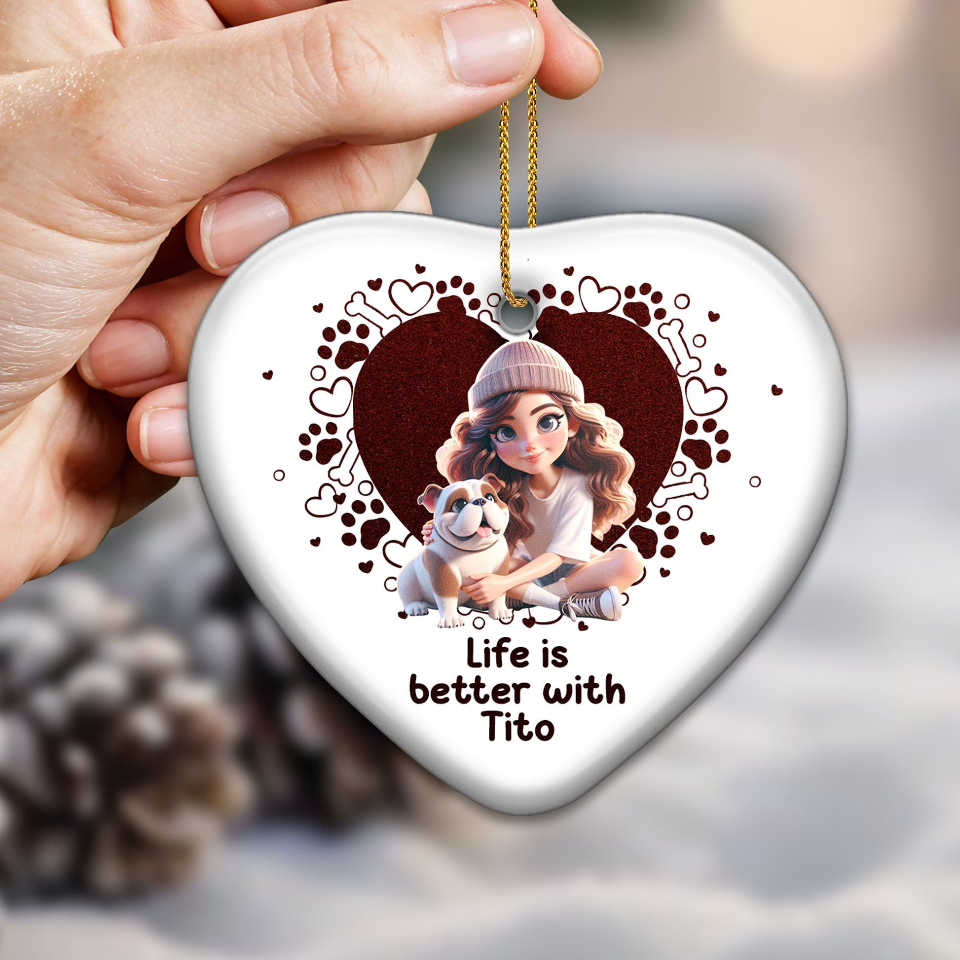 Life Is Better With Your Furry Friend Heart Ornament