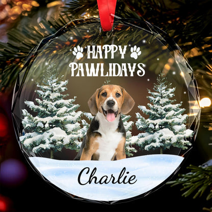 Happy Pawlidays With Adorable Dog Amidst Snowy Trees